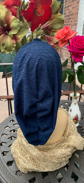 Blue Snood Turban Hijab Renaissance Style Clothing Made in USA by Uptown Girl Headwear