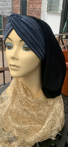 Black Blue Snood Turban Hijab | Made in USA by Uptown Girl Headwear  my