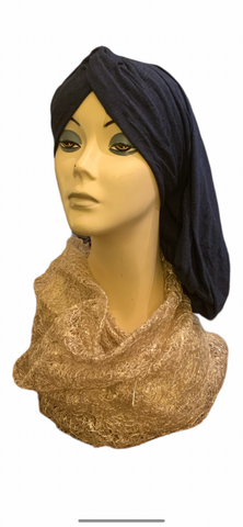 Blue Cotton Denim Color Snood Turban Hijab | Made in USA by Uptown Girl Headwear