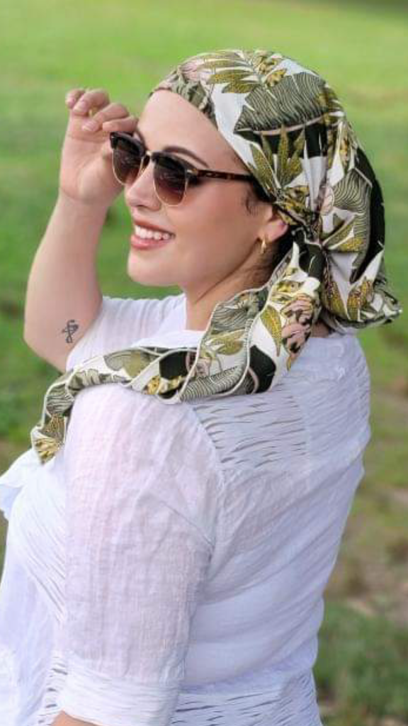 Adjustable Head Scarf For Women | Versatile Modern Style Hair Scarf | Green Leafy Rustic Print | Fashion Headwear Design | Made in USA