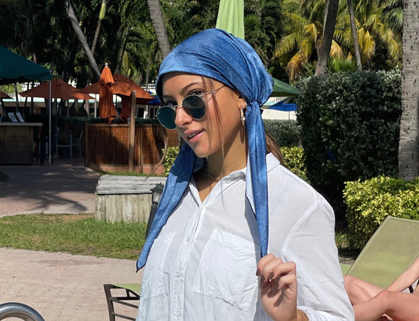 Swimming Hair Wrap | Swim Cap Head Scarf Tichel For The Pool | Head Scarf Cap For Natural Hair For Women | Made in USA