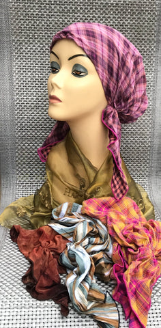 New Gift Set of 3 Pre Tied Head Scarves. Made in USA