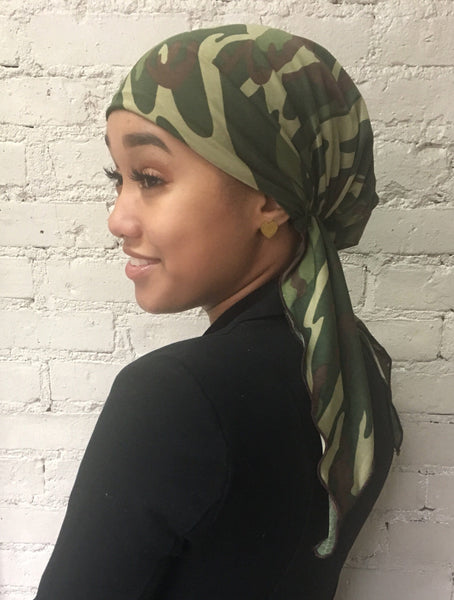 Camouflage Military Pre Tied Head Wrap Fashion Scarf Hair cover for men and Women - Uptown Girl Headwear