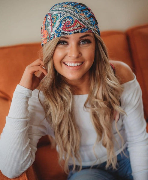 Tie Back Hat To Conceal Hair Multicolor Pre-Tied Stretchy Fashion Head Scarf Tichel Turban Hijab Beanie - Uptown Girl Headwear