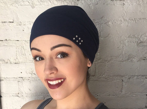 Head Warmer Swarovski Crystals Comfy Easy Slip On Cap - Uptown Girl Headwear