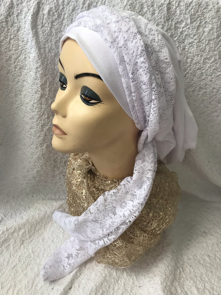 Head Scarf Snood Hijab Tichel for Jewish Muslim and Christian Women. In Black or White - Uptown Girl Headwear