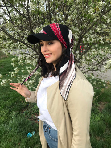 Hat With Brim | Unique Gift | Baseball Cap | Beautiful Visor Scarf For Women In Similar To Cashmere  Stretchy Fabric. Made in USA