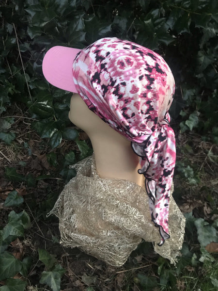 Sun Visor Scarf New Pink Mix Lightweight Chic Adorable Hat. Made in USA