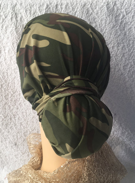Sun Visor Head Wrap Hair Scarf Camouflage Army Military Style Fashion For Women - Uptown Girl Headwear