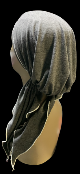 Casual Headscarf For Women | Sporty Style Grey With White Accent | Made in the USA by Uptown Girl Headwear