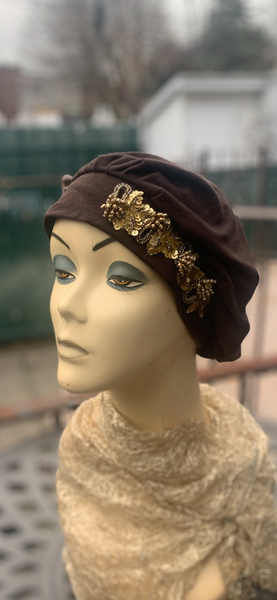 Brown Hat With Design | Best Soft Cap In Brooklyn New York | Made in USA by Uptown Girl Headwear