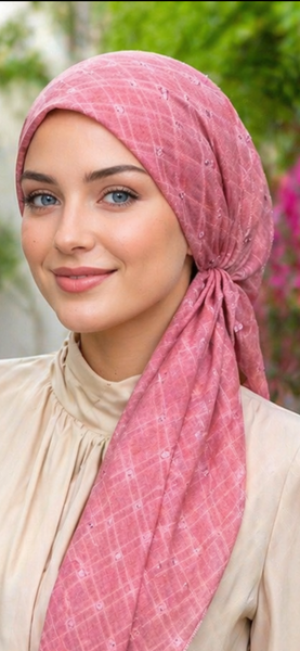 Pink Headscarf For Women | Pre Tied Bandana | Made in USA