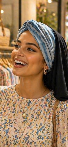 Black Blue Snood For Women | Turban With Summer Vibes | Made in USA