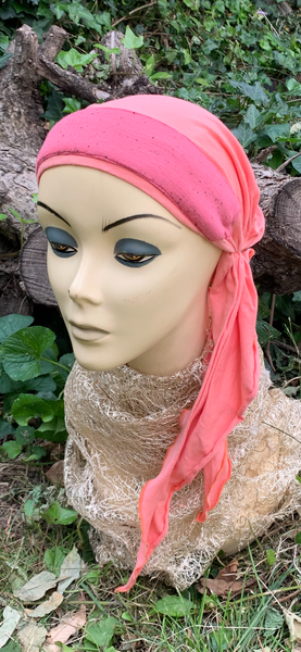 Pre Tie Head Scarf For Women | Coral Lightweight Cotton Fabric | Pastel Headscarf To Cover and Conceal Your Hair