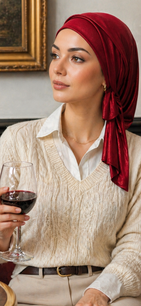 Red Hair Scarf | Red Hair Wrap | Red Head covering For Woman | Red social Turban | Christmas Clothing | Made in USA by Uptown Girl Headwear Headscarf Store
