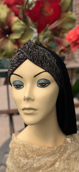 Black Gold or Silver Snood Tichel Hijab | Turban For Women | Lightweight Hair Scarf | Made in USA by Uptown Girl Headwear