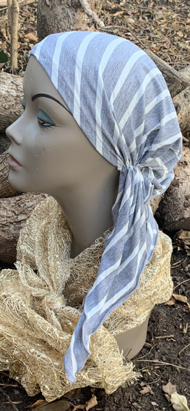 Grey White Headscarf For Women | Sport Hijab | Comfy Tichel Turban | Made in the USA by Uptown Girl Headwear