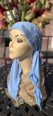 Light Blue Pre Tied Head Scarf