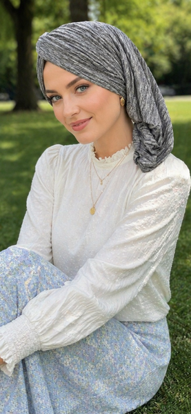 Hat To Cover Hair Silver Grey Snood Turban Hijab Tichel Head Covering For Women. Made in USA