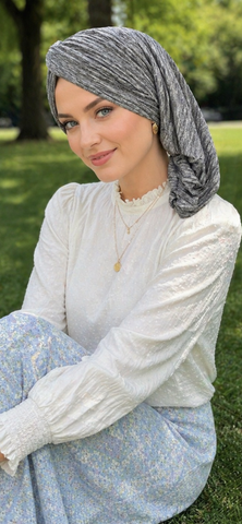 Hat To Cover Hair Silver Grey Snood Turban Hijab Tichel Head Covering For Women. Made in USA