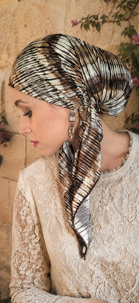 Rustic Headwear | Brown Neutral Head Scarf Hat To Conceal Hair Pre Tied Tie Back Fashion Hijab Hair Wrap | Made in USA
