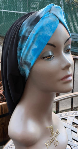 Stunning Snood Turban Hijab For Women | Blue Lagoon Turquoise Grey Head Covering | Made in USA