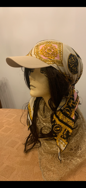 Baseball Cap Headscarf | Sun Shade Hair Wrap | Hair Scarf With Brim | Fashion Headwear | Beachwear Style Hat | Swimming Pool Hat | Made in USA