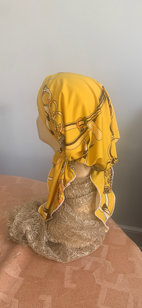 Yellow Headscarf For Women | Adjustable Beanie That Slips On Like A Hat | Pre Tied Fitted Hair Covering | Beautiful Bonnet | Made in NYC