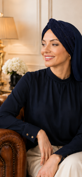 Uptown Girl Headwear Navy Blue Snood Turban Hijab