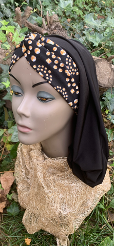 NEW Black Gold Snood | Modern Hijab Scarf | Headscarf Turban For Women | Made in USA by Uptown Girl Headwear