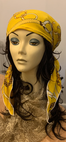 Yellow Headscarf For Women | Adjustable Beanie That Slips On Like A Hat | Pre Tied Fitted Hair Covering | Beautiful Bonnet | Made in NYC