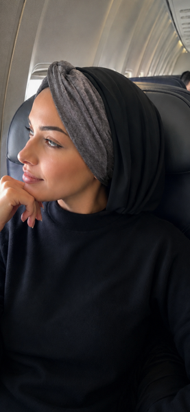 Black Grey Snood | Sport Hijab | Turban For Full Coverage | Hair Covering To Cover and Conceal Your Hair | Made in USA