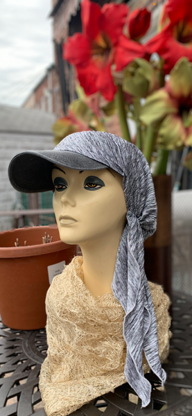New Sun Visor Head Scarf | Modern Silver Grey Hat | Tichel Hijab Beanie With Brim | Made in USAew