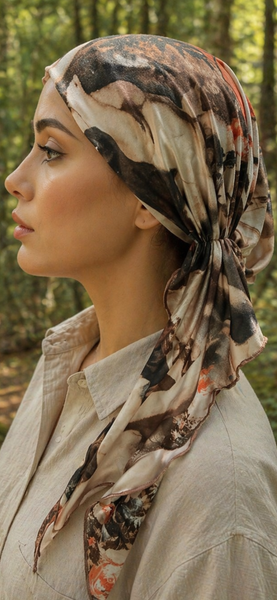 Wearable Art | Religious Design Hair Covering | Art Headscarf For Women| Romantic Christian Style Fabric | Angel Print Material | Vintage Clothing Design | Pre Tied Head Covering | Fitted Bandana Hair Scarf | Made in the USA