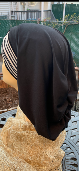 Head Scarf For Women | Black and White Snood Tichel Hijab For Women Who Cover Their Hair | Made in USA by Uptown Girl Headwear