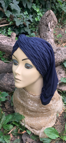 Blue Snood | Turban for Woman | Easy Hijab Headscarf | Made in USA by Uptown Girl Headwear