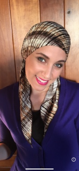 Rustic Headwear | Brown Neutral Head Scarf Hat To Conceal Hair Pre Tied Tie Back Fashion Hijab Hair Wrap | Made in USA