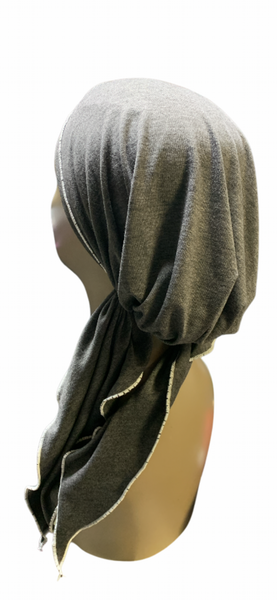 Casual Headscarf For Women | Sporty Style Grey With White Accent | Made in the USA by Uptown Girl Headwear
