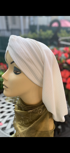 IVORY CLASSIC SNOOD TURBAN | Off White Tichel Headscarf | Made in USA by Uptown Girl Headwear
