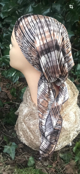Rustic Headwear | Brown Neutral Head Scarf Hat To Conceal Hair Pre Tied Tie Back Fashion Hijab Hair Wrap | Made in USA