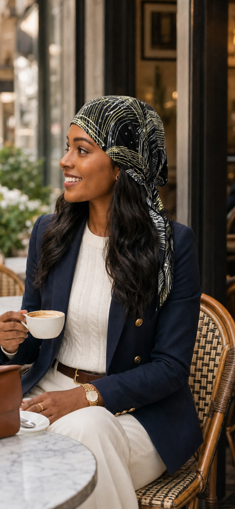 Fashion Headscarf | Swim Beach Tie Back Hat | Pre-Tied Hair Scarf Hijab Covering | Headwear Suitable For Beach or Pool | Made in USA