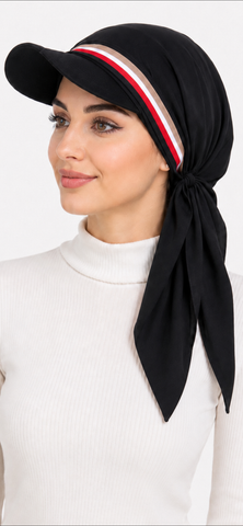 Sun Visor Hair Scarf For Women | Black Hijab | Tichel With Brim | Lightweight Headscarf With Modern Design | Made in USA by Uptown Girl Headwear