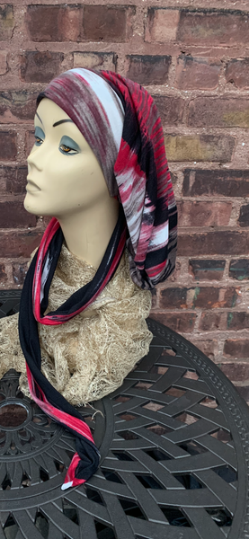 Cashmere Feel Fabric Fashion Hair Covering | Adjustable Wrap Around Head Scarf | Ten Way Tie Snood Turban | Modern Hijab Style | Made in USA