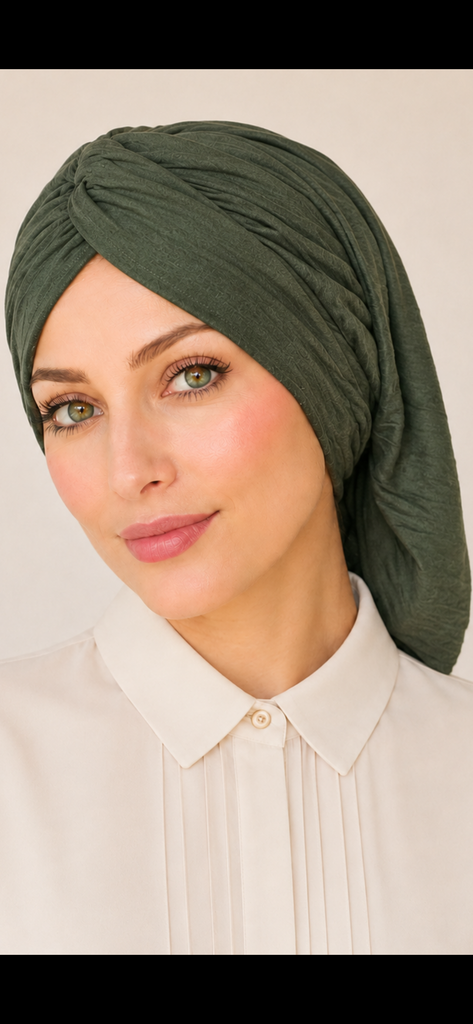 Uptown Girl Headwear Green Snood Turban Tichel Hijab | Made in New York
