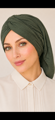 Uptown Girl Headwear Green Snood Turban Tichel Hijab | Made in New York