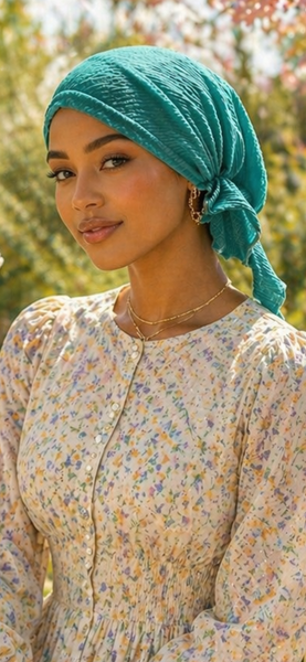 Turquoise Headscarf For Women | Made in America | Cotton Blend Fabric | Soft Lightweight Comfortable All Day Fit