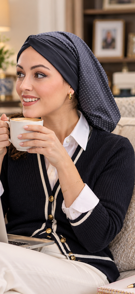 Black Snood Turban Hijab Headscarf | Slip On Style Head Covering | Made in New York
