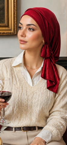 Red Hair Scarf | Red Hair Wrap | Red Head covering For Woman | Red social Turban | Christmas Clothing | Made in USA by Uptown Girl Headwear Headscarf Store