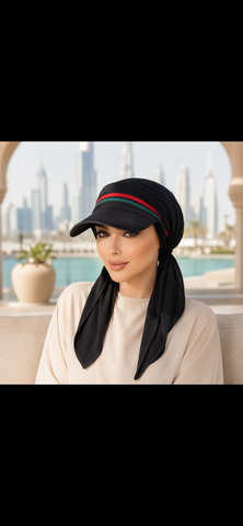 Sun Visor Hair Scarf For Women | Black Hijab | Tichel With Brim | Lightweight Headscarf With Modern Design | Made in USA by Uptown Girl Headwear