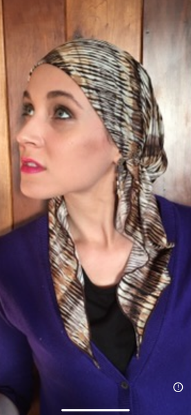 Rustic Headwear | Brown Neutral Head Scarf Hat To Conceal Hair Pre Tied Tie Back Fashion Hijab Hair Wrap | Made in USA